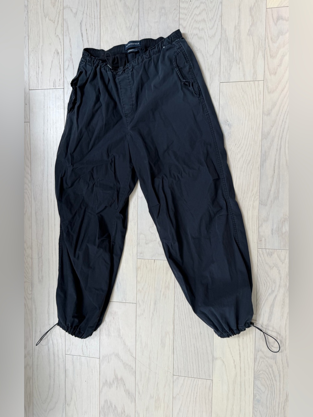 Aeropostale Black Drawstring Parachute  Joggers